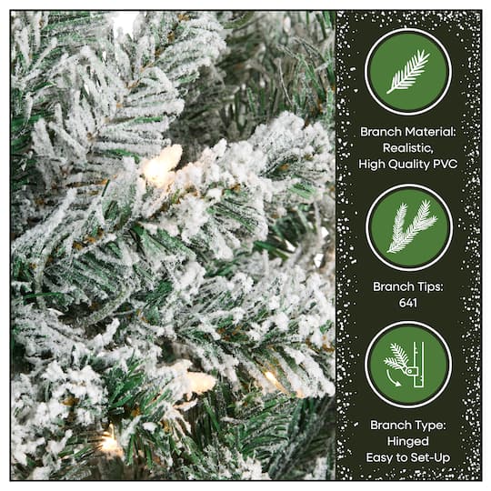 7.5ft. Pre-Lit Acacia Pencil Slim Flocked Artificial Christmas Tree, Clear Lights